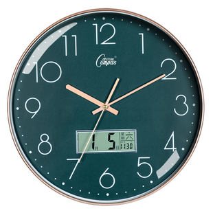 康巴丝钟表挂钟客厅家用时尚卧室新款挂表日历电子时钟轻奢电波钟