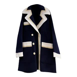 地球店90支100澳毛 年度战袍金丝撞色双面呢短/长款大衣