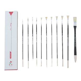 莫奈色彩笔水粉画笔黑骑士水粉笔套装美术生考试专用尼龙狼毫扇形笔小号平头初学者绘画水粉画笔经典套装笔