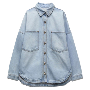 ZARLuvip查罗女装2025春秋新款加大码牛仔衬衫外套薄款4877246