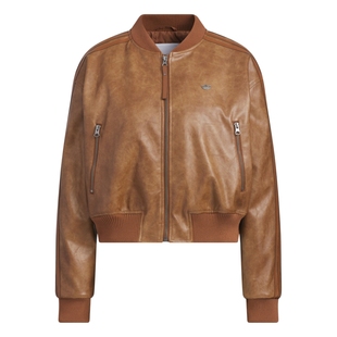 时尚运动保暖仿皮夹克棉服女秋冬adidas Originals阿迪达斯三叶草