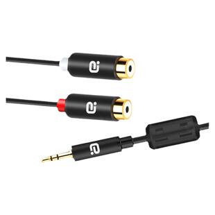 阿音 3.5转双莲花母头音频线纯铜镀金头3.5mm转rca母一分二双声道