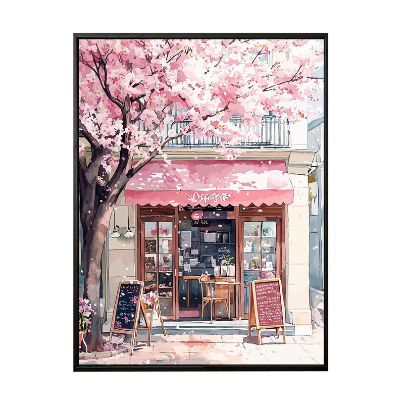 高颜值樱花小店数字油画diy填充