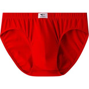 七匹狼本命年男士大红色内裤男款三角裤头男生底裤衩男式纯棉短裤