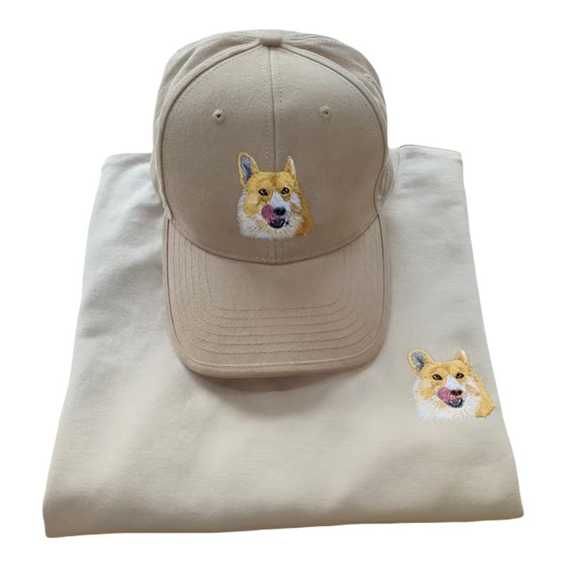 定制刺绣宠物狗比熊柯基泰迪犬卫衣T恤袜子棒球帽套装纪念礼品