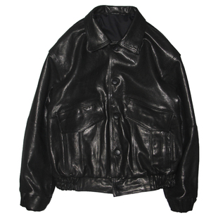 重植鞣绵羊真皮皮衣男女韩版宽松机车学生飞行夹克大码外套潮牌仲