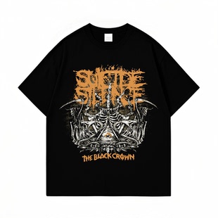 Suicide Silence乐队金属摇滚数码直喷印花纯棉男女款短袖T恤夏季