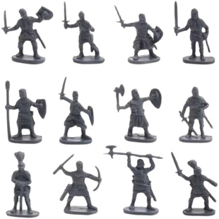 士兵玩具古代兵人中世纪战士骑兵投石车塑料小人战争军事场景套装