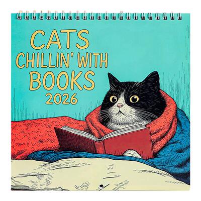 2026年新款卡通咖啡猫日历挂历办公室桌面创意摆件年历台历送礼物