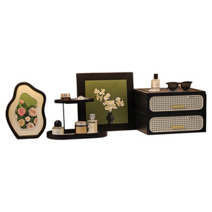 中古风玄关装饰摆件放钥匙收纳进门口法式复古鞋柜软装新中式摆画