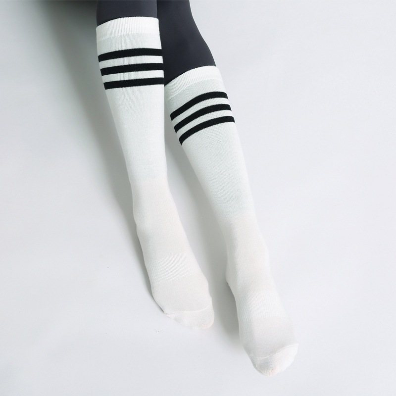 新品圆头长筒条纹三条地板袜中袜杠防滑筒瑜伽室内女士普拉提专业