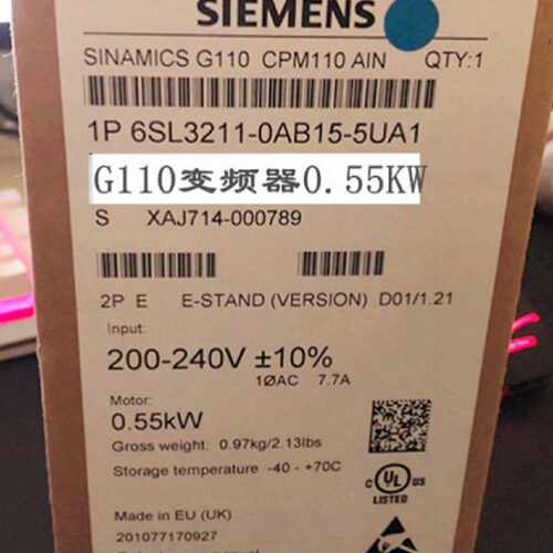 议价6SL3211-0KB15-5UA1西门子G110变频器0.55KW 6SL32110KB155UA