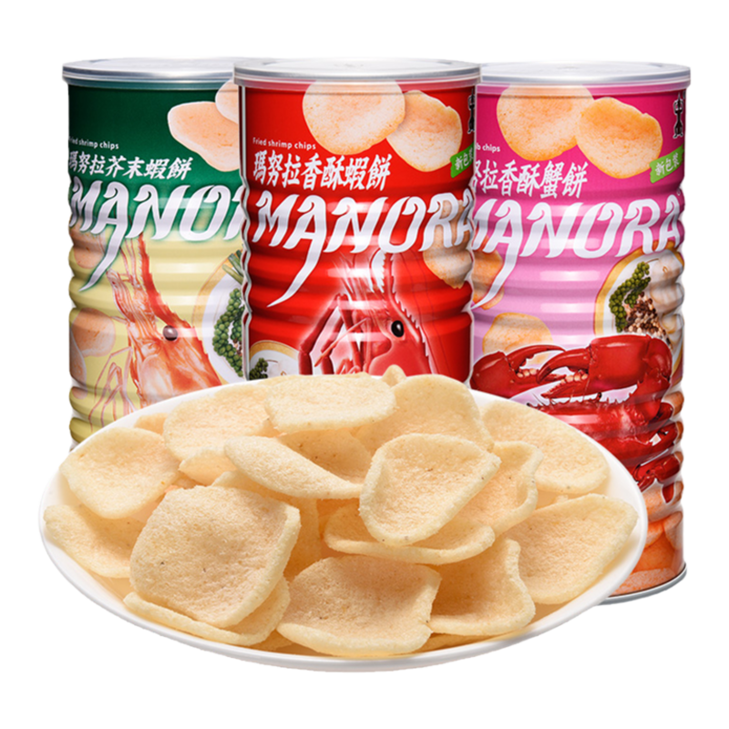 泰國進口馬努拉manora瑪努拉蝦薯片膨化食品休閑小零食芥末