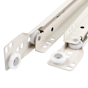 固特抽屉轨道滑道二节托底导轨滑轨加厚键盘电脑桌衣橱柜静音滑轮