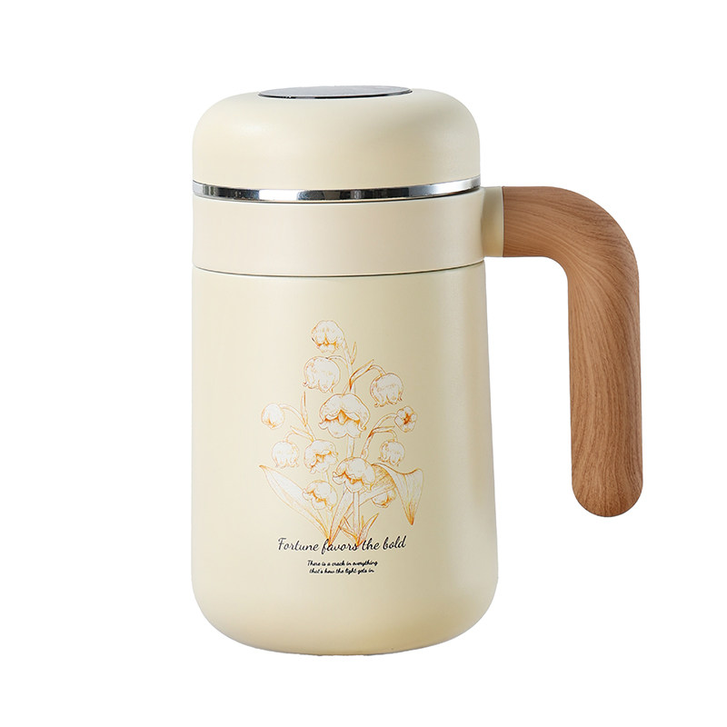 女生清雅保温杯带手柄茶水分离杯