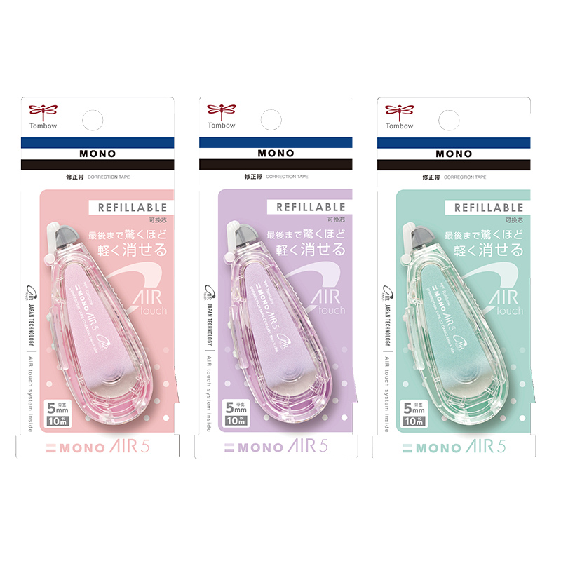 新色日本Tombow蜻蜓mono修正带学生用大容量可换替芯改正带替换芯进口文具透明涂改带学生静音塑料不断带限定