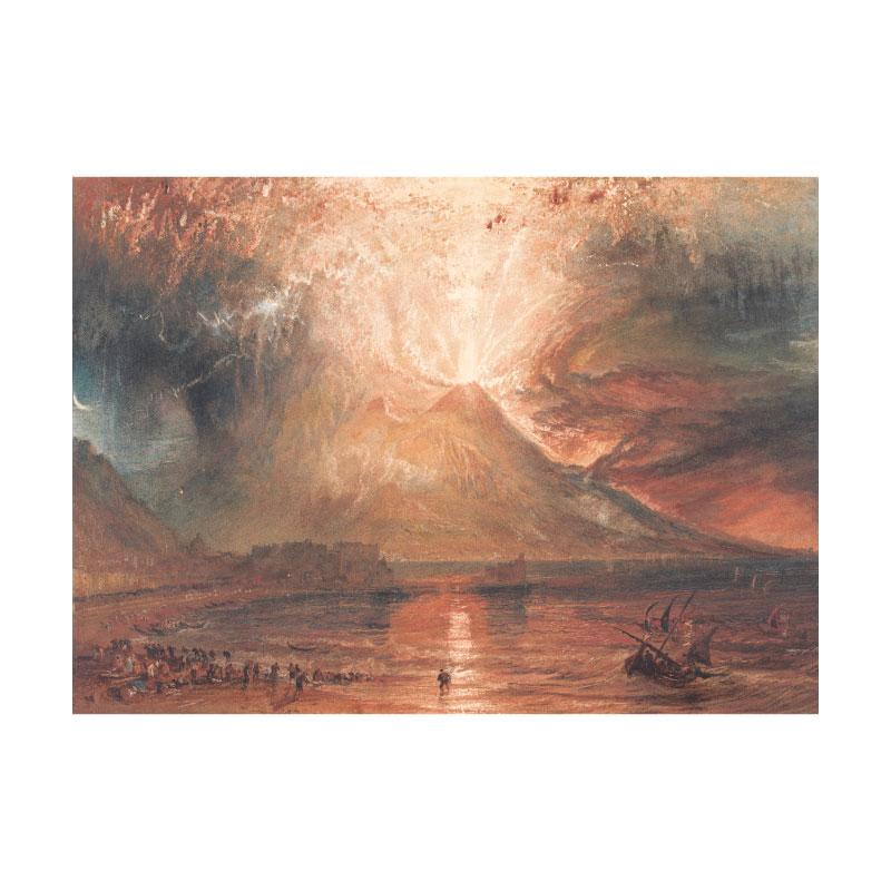 特纳爆发的维苏威火山高清印制美式简约油画布画芯定制大小装饰画