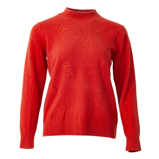 贝特如喜庆红色半高领毛衣中老年女装洋气保暖妈妈装冬季针织衫ES