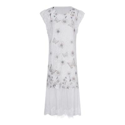 TCH私服重工烫钻设计感蕾丝钩花显瘦无袖气质连衣裙女T75B30E5156