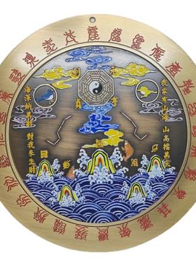 黄铜精品彩绘山海镇摆件家居装饰玄关前台办公桌书房摆放送三脚架