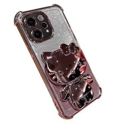 适用vivoS50闪粉带镜子支架猫壳