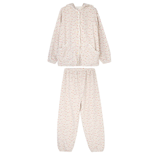 JoyceBra  秋冬连帽碎花睡衣女2026冬季加厚可外穿毛绒保暖家居服