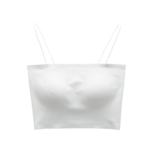 弗利少女可外穿吊带背心带胸垫无痕一体式细肩带文胸美背白色打底