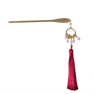 新年红色流苏发簪女新中式明制汉服步摇发钗过年订婚喜庆头饰发饰