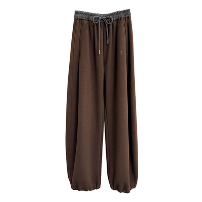 厂里出！撞色松紧腰休闲镰刀卫裤