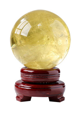 天然黄水晶球原石打磨装饰摆件