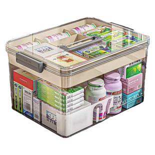 药箱家庭装药物收纳盒医药箱家用多层透明大容量便携式医疗小药箱