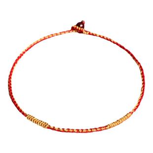 手工编织金丝线红绳金刚结手绳超保色精致礼物1mm细款隐形编脚绳