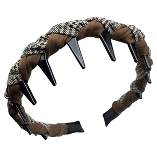 美拉德拼色千鸟格发卡发箍女高颅顶带齿防滑发窟头饰压发洗脸头箍