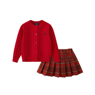DBkyer女童套装红色过年针织外套2026马年新年冬装衣服jk套装裙子