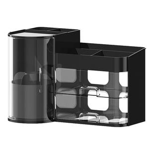 桌面化妆品收纳盒高级感旋转防尘化妆刷筒轻奢分格口红香水整理箱