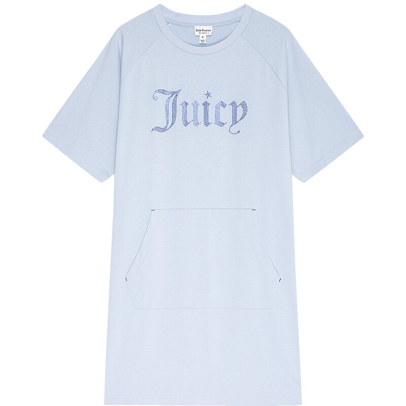Juicy Couture橘滋2025春夏新款学院风图案烫钻插肩袖连衣裙女