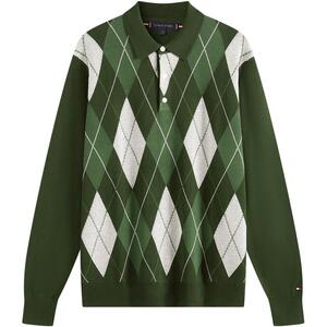 Tommy男装纯棉菱格POLO针织衫
