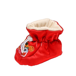 新生儿0-1岁虎头鞋袜冬百天周岁抓周红鞋子婴儿6男女宝宝软底棉鞋