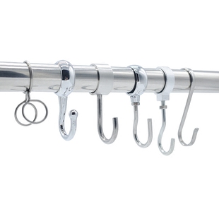 不锈钢管钩子晾衣架挂钩防风厨卫支架收纳套管活动钩S加长腊肉钩