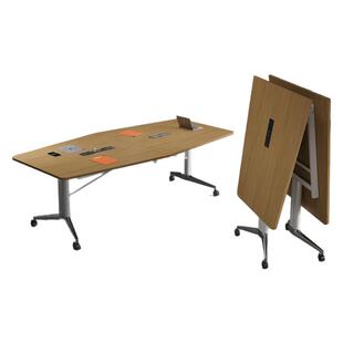 可移动折叠会议桌长条桌培训桌伸缩拼接办公桌子带轮子超大可拆卸