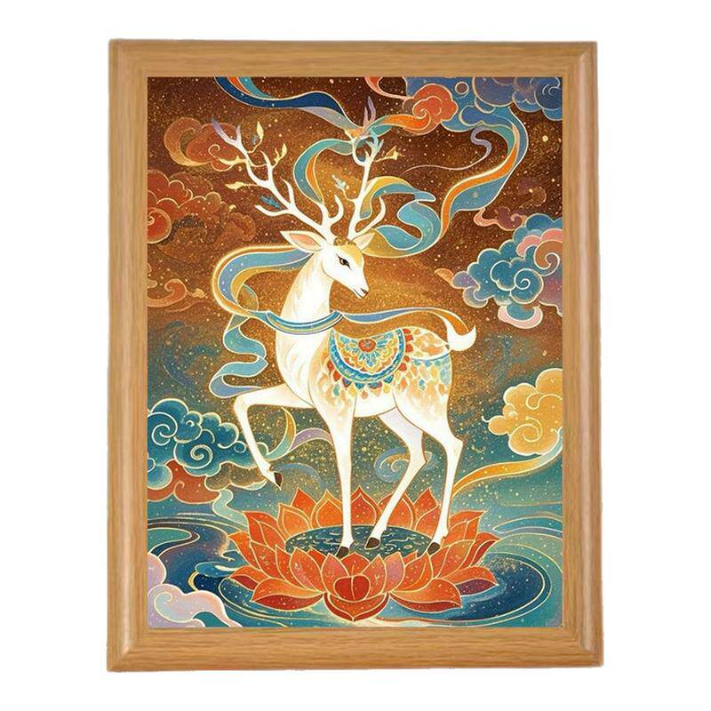 九色鹿祝福好运招财相框敦煌客厅玄关镇宅桌面摆件相框摆台挂画