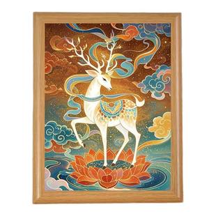 九色鹿祝福好运招财相框敦煌客厅玄关镇宅桌面摆件相框摆台挂画