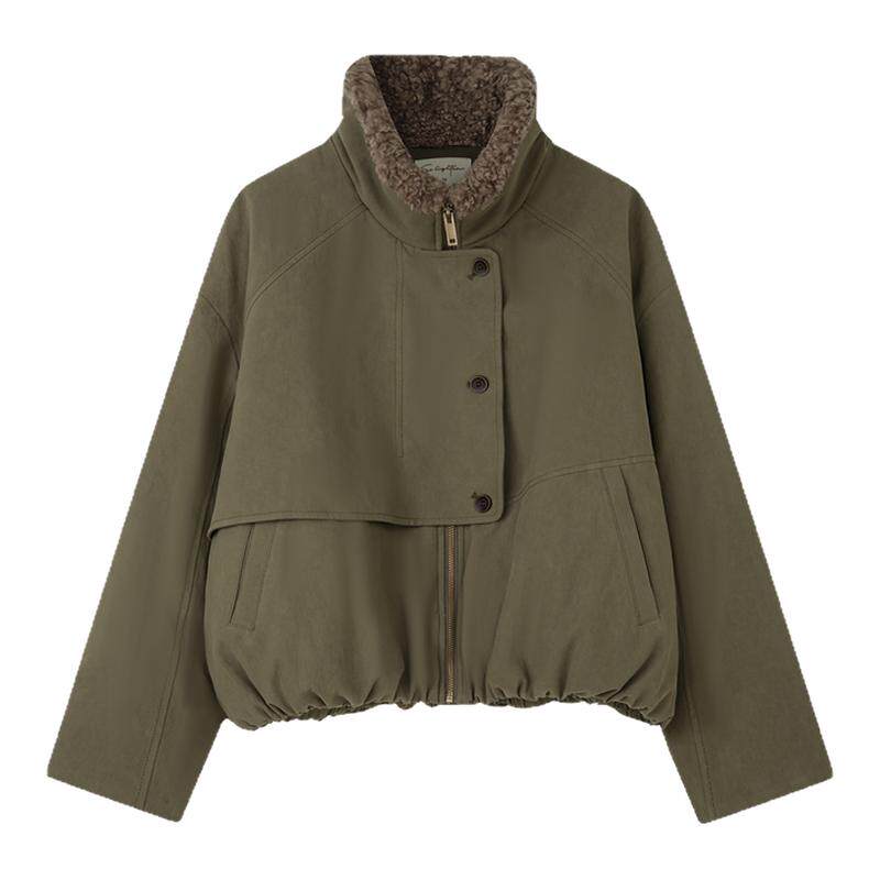 【10/20 20点新品9折】solighter 90白鸭绒拼接毛领短款羽绒服女