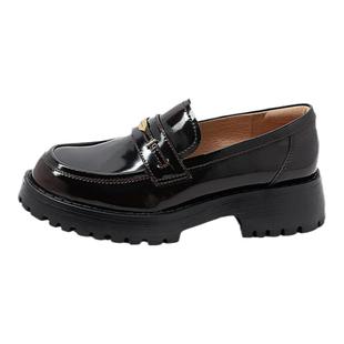 兔子同款康莉厚底乐福鞋女24秋季新款复古秋叶伯爵增高粗跟小皮鞋