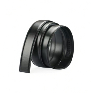 新款无扣头3.0宽双面平纹车线牛皮自动扣皮带不带头男士腰带皮带