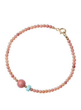 红纹石手链招财桃花石蔷薇辉石玫瑰石粉色转运珠绿松石手串女饰品