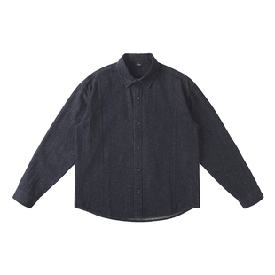 天然亚麻纤维长袖牛仔衬衫男2025秋季新款大码松弛感衬衣外套男款