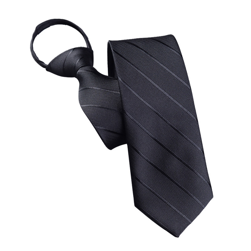 免打结黑色休闲韩版商务领带拉链易拉得男士百搭深蓝纯色职业正装
