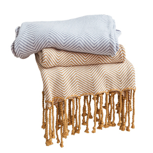 北欧纯棉人字纹针织休闲毯床上盖毯沙发搭毯酒店民宿装饰毯床尾毯