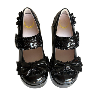 仙女教母原创厚底结缘千层圆头增高圆头洛丽塔女鞋蝴蝶结lo鞋